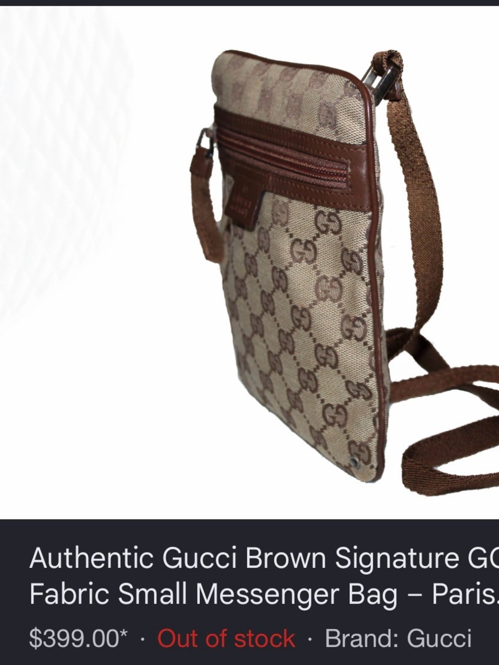 $400 retail Gucci Beige & Brown GG Canvas Crossbody Bag - Picture 2 of 8
